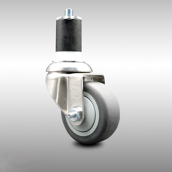 3 Inch 316SS Thermoplastic Rubber Wheel Swivel 1-7/8 Inch Expanding Stem Caster